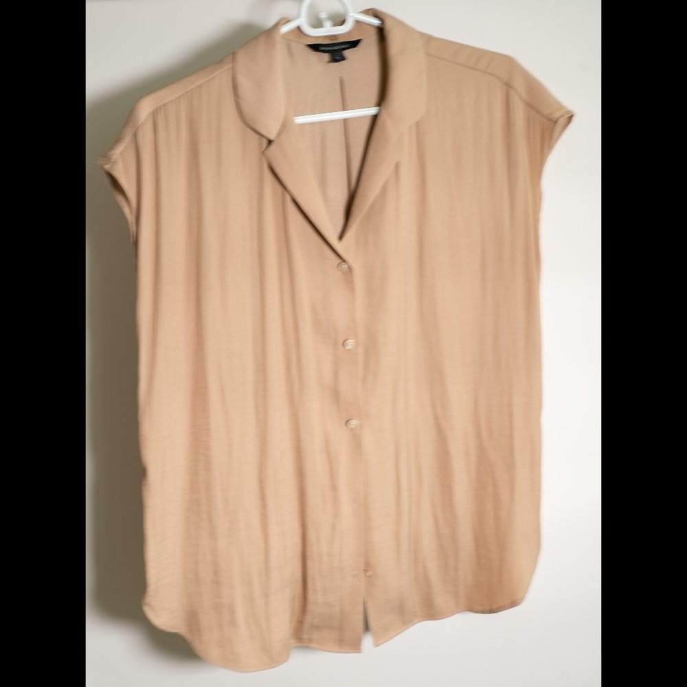 Silk Sleeveless Button-down Shirt